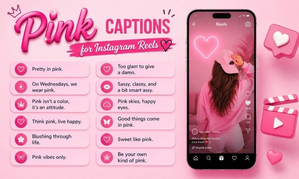 Pink Captions for Instagram Reels