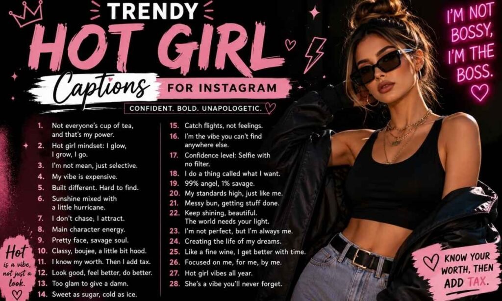 Trendy Hot Girl Captions for Instagram in English