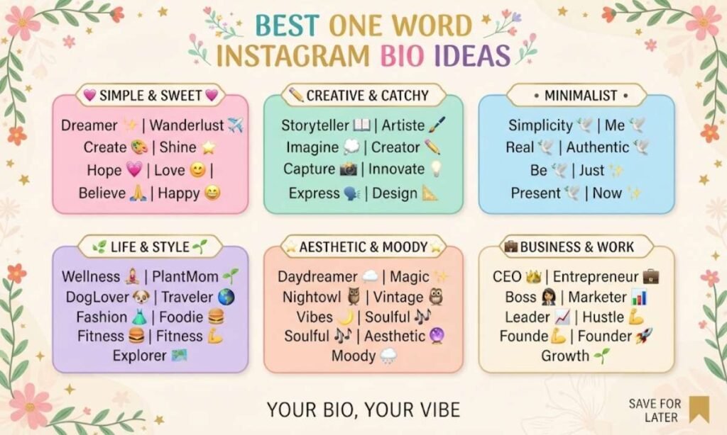 Best One Word Instagram Bio Ideas