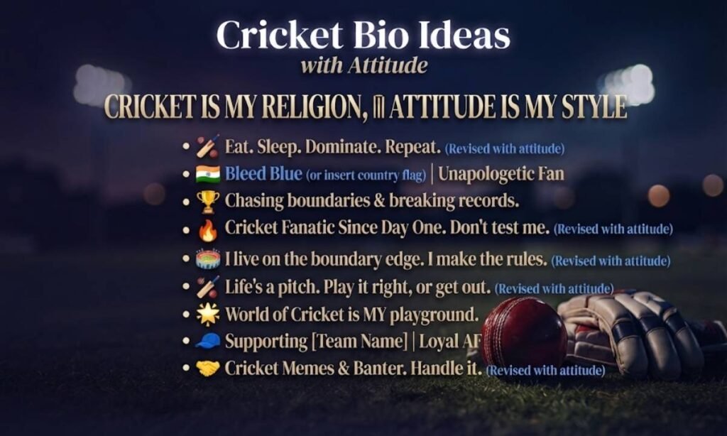 Cricket Lover Bio with Attitude