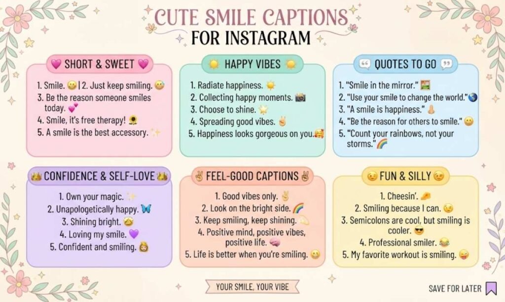 Cute Smile Captions for Instagram