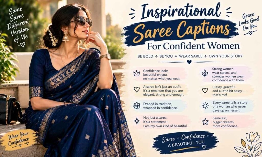 Inspirational Saree Captions For Confident Women