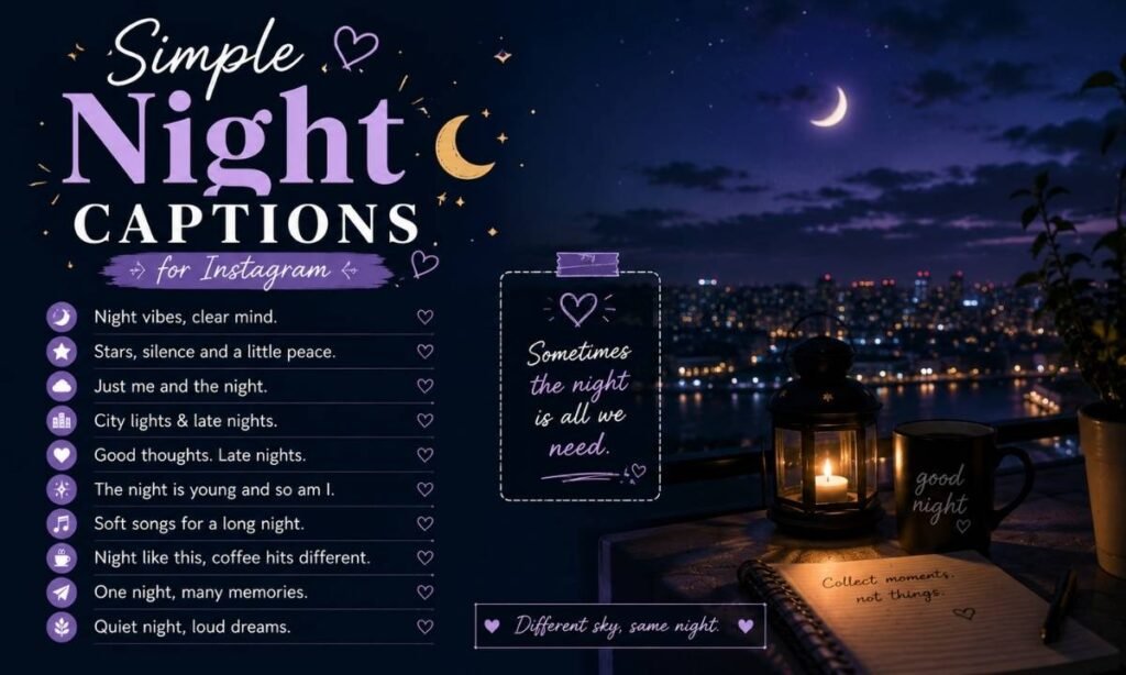 Simple Night Captions for Instagram