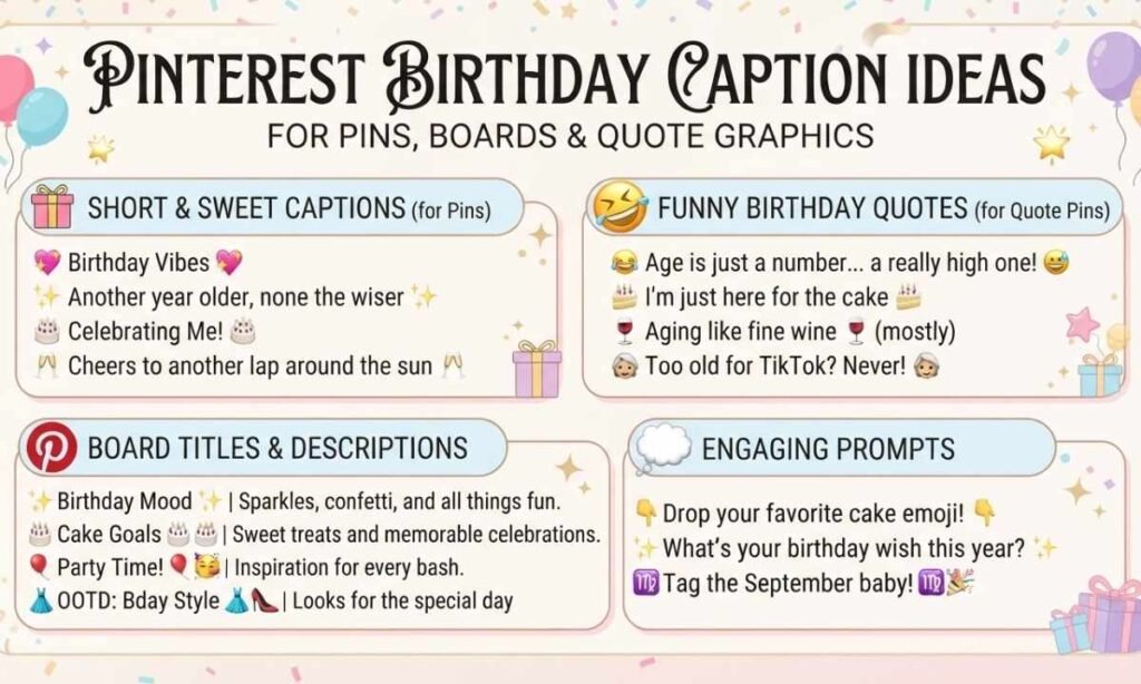 Pinterest Birthday Caption Ideas for Pins