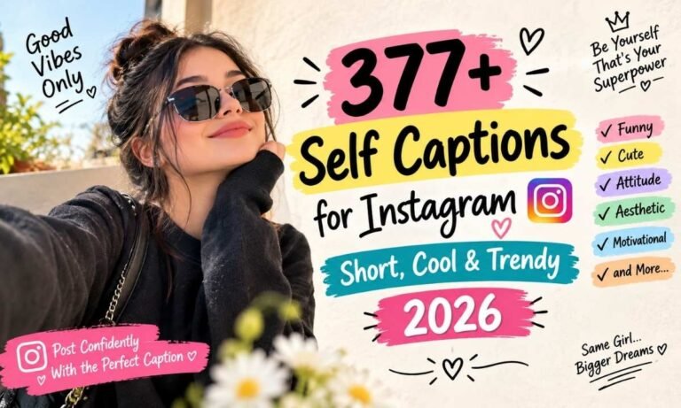 Self Captions for Instagram Short, Cool & Trendy 2026